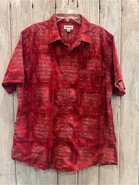 Haggar Red Short-Sleeve Button-Up Shirt